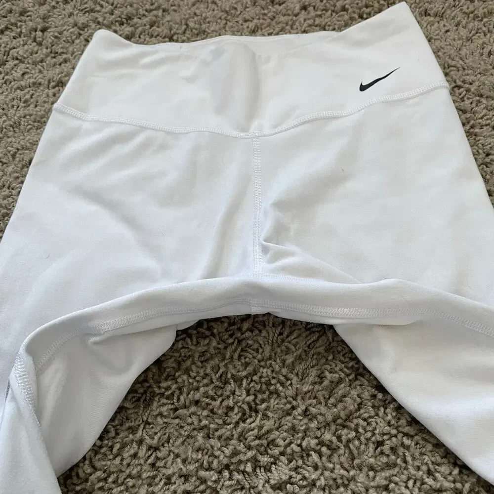 Nike One Icon Clash Women's 7/8 Leggings White Gold Stripe sz S